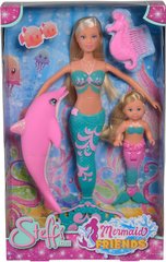 Кукольный набор Штеффи и Эви Подруги-русалочки с дельфином и расческой, 3+ (573 3336)
