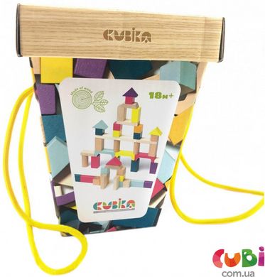 Деревянный детский конструктор CUBIKA 2 в ведре 50 элементов (15191)