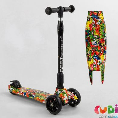 Самокат триколісний Best Scooter 59-208 MAXI складний алюмінієвий руль, 3 колеса PU зі світлом