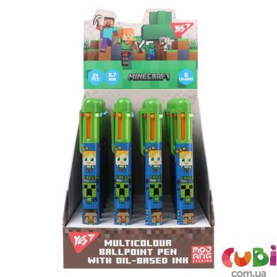 Ручка шариковая Yes "Minecraft" 0,7 мм автоматическая, 6 цветов (412244)
