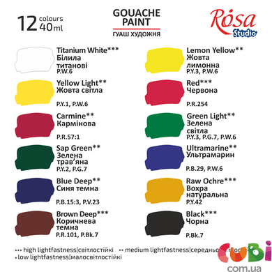 Набір гуашевих фарб CLASSIC 12х40мл special box ROSA Studio