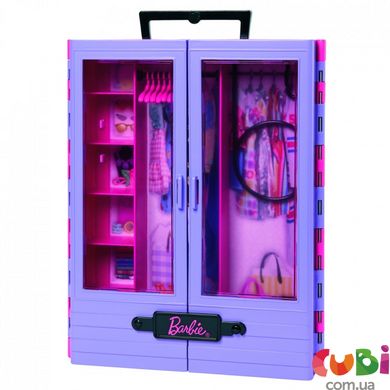 Сиреневый шкаф для одежды с куклой Barbie, HJL66