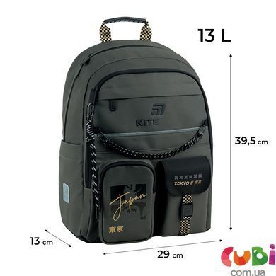 Набір рюкзак + пенал + сумка для взуття Kite 584 Tokyo Vibe (SET_K26-584M-4), хакі