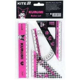 Набір Kite: лінійка 15 см, 2 косинці, транспортир, з принтом HK (HK25-282)