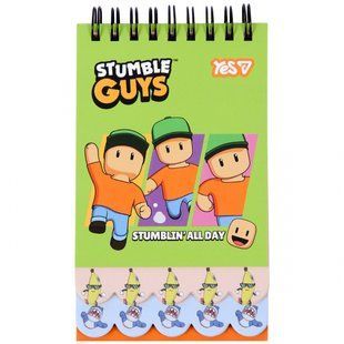 Блокнот Yes 85x142/60 подв. спираль "Stumble Guys Green" с 2 фигурными ярусами (152235)