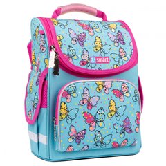 Рюкзак школьный каркасный SMART PG-11 Bright butterfliesl, голубой (557723)