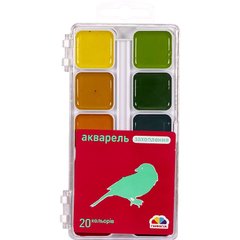 Фарби акварель 20 кольорів, б п, пластик, Захоплення (200108)
