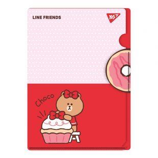 Папка-угол YES A4 с клапаном Line Friends. Choco (492111)