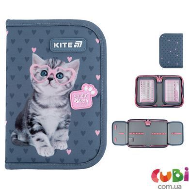 Пенал без наповнення Kite Studio Pets SP25-622-1, 1 відділення, 2 відвороти, комбінований