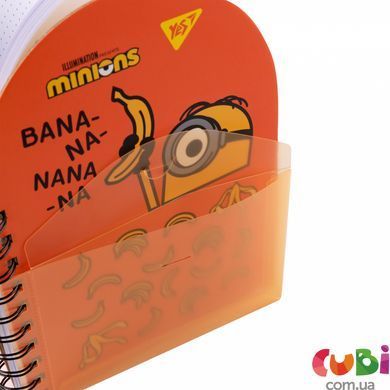 Блокнот YES В6+/100 подв. спираль из пласт. карманом "Minions", точка