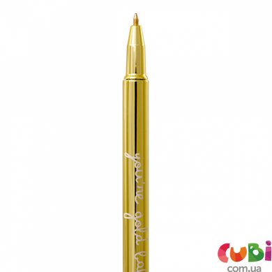 Ручка шариковая YES Happy pen 0,7 мм синяя золотой корпус (411933)