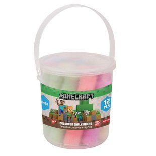 Крейда кольорова Yes "Minecraft", 12 штук, JUMBO у відрі (400549)