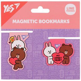 Закладки магнитные Yes "Line Friends Sweet heart", 2шт (708107)