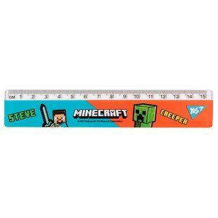 Линейка Yes 15 см "Minecraft", голубовато-красная (370654)