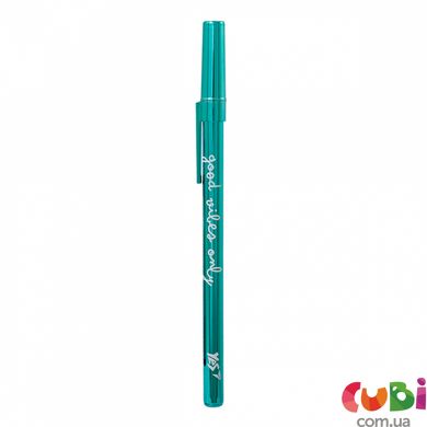 Ручка кулькова YES Happy pen 0,7 мм синя бірюзовий корпус (411939)