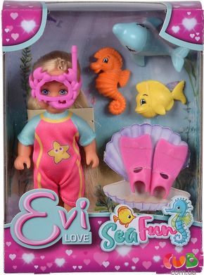 Лялька Еві Морські розваги з ластами та маскою, 3 тваринки, 3+, 573 3565