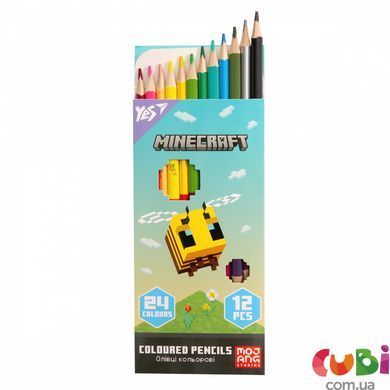 Олівці кольорові Yes 12/24 кольорів "Minecraft.Spring" (290775)