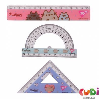 Набір лінійок Yes (3 предмети) "Pusheen", лінійка 15 см (370688)