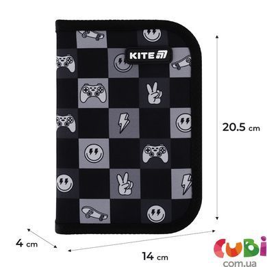 Пенал без наповнення Kite Game On K25-621-4, 1 відділення, 1 відворот, комбінований