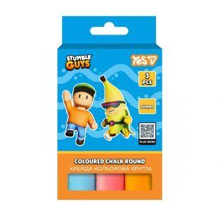 Крейда кольорова Yes "Stumble Guys", 3 штук, JUMBO (400575)