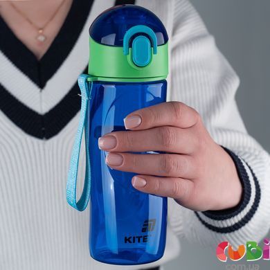 Пляшечка для води Kite, 530 мл, синя (K25-400-3), синій, зелений