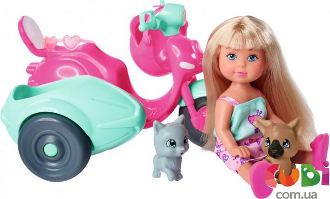 Кукла Эви Путешествие на скутере с друзьями с животными, аксессуары, 3+, 573 3566