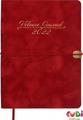 Дневник датированный 2022 VELOUR, A5, красный, искусственная кожа (BM.2134-05)