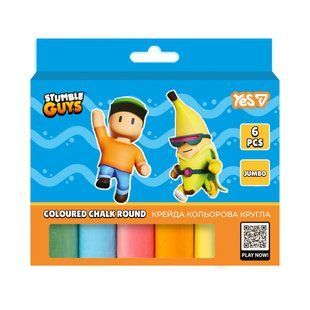 Крейда кольорова Yes "Stumble Guys", 6 штук, JUMBO (400573)