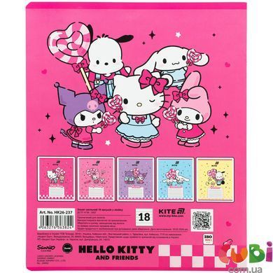 Зошит шкільний Kite Hello Kitty and Friends (HK26-237), 18 аркушів, лінія