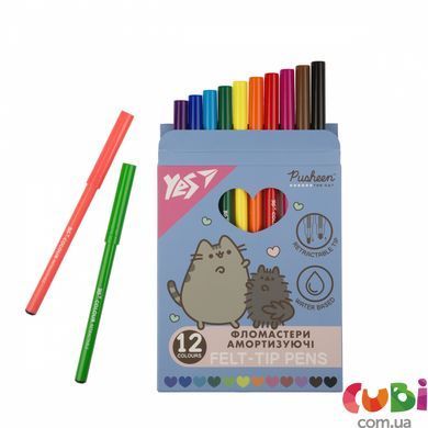 Фломастеры Yes 12 цветов "Pusheen", амортизирующие (650581)