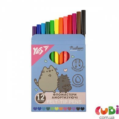 Фломастеры Yes 12 цветов "Pusheen", амортизирующие (650581)