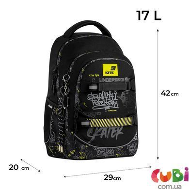 Рюкзак Kite Education teens 727M-4 (K26-727M-4), чорний, принт