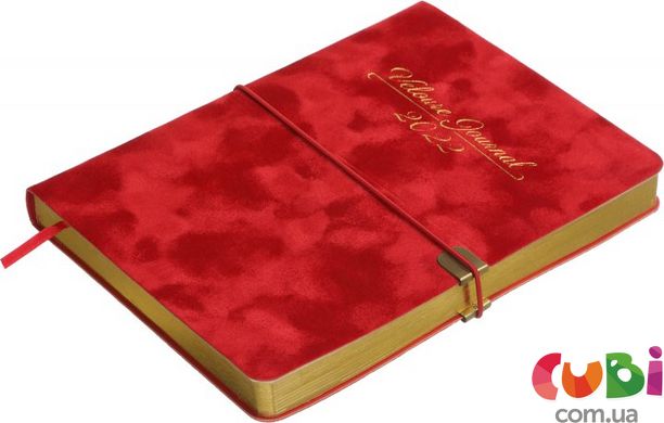 Дневник датированный 2022 VELOUR, A5, красный, искусственная кожа (BM.2134-05)