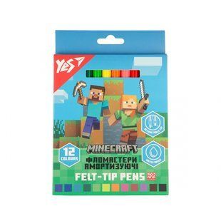 Фломастери Yes 12 кольорів "Minecraft", амортизуючі (650582)