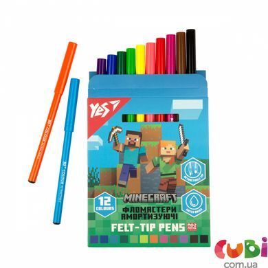 Фломастеры Yes 12 цветов "Minecraft", амортизирующие (650582)