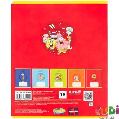 Зошит шкільний Sponge Bob (SB26-237), 18 аркушів, лінія