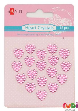 Набор кристаллов самоклеящихся сердечек розовые, 18 шт (952663)