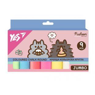 Мел цветной Yes "Pusheen", 9 штук, JUMBO (400562)
