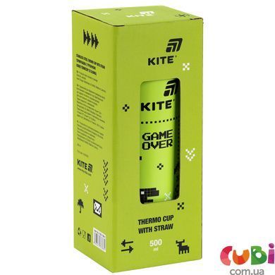 Термочашка з трубочкою Kite Game over (K25-1264-1), 500мл, cалатний