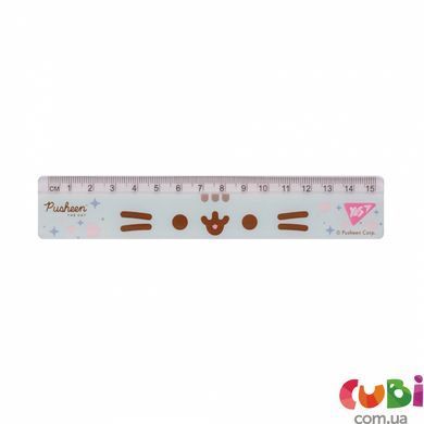 Линейка Yes 15 см "Pusheen", голубая (370682)