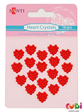 Набір кристалів самоклеючих сердечка червоні, 18 шт (952665)