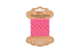 Декоративна стрічка "Хвиля рожева із золотою ниткою", 2м (741380)
