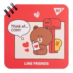 Блокнот YES 110х110 мм, 80 л., подв. спираль "Line Friends" Think of Cony (151751)