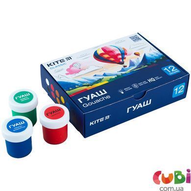 Гуаш Kite 12кольорів, 20 мл Kite Classic (K-063)
