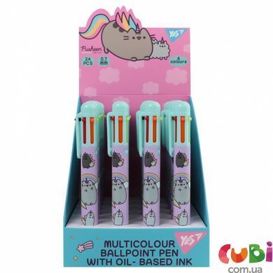 Ручка шариковая Yes "Pusheen" 0,7 мм автоматическая, 6 цветов (412246)