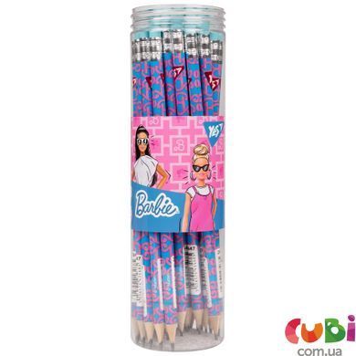 Олівець чорнографітний Yes Barbie круглий з гумкою