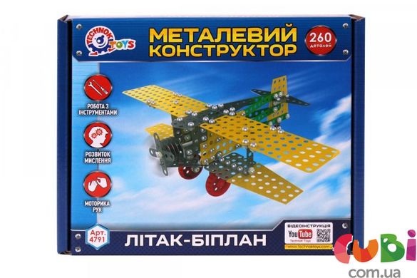 Конструктор металлический ТехноК Самолет-биплан (4791)