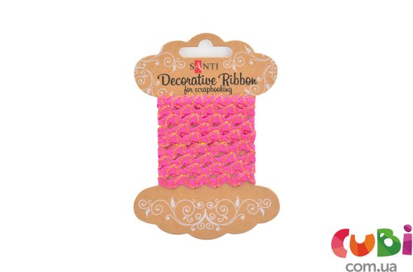 Декоративная лента "Волна розовая с золотой нитью", 2м (741380)