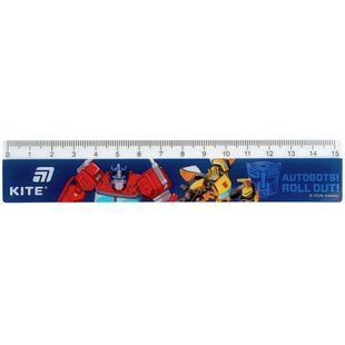 Лінійка пластикова Kite Transformers, (TF26-090), 15 см, Синій