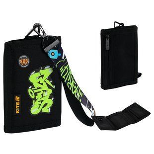 Кошелек Kite 598 Street Style (K26-598-3), чорний, принт